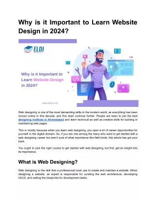 Why is it Important to Learn Website Designing in 2024