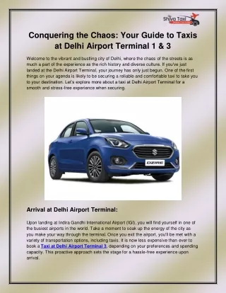 Taxi at Delhi Airport Terminal 3