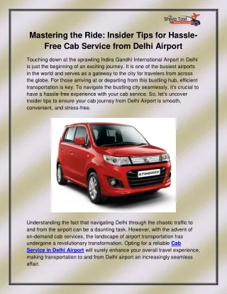 Cab Service in Delhi Airport