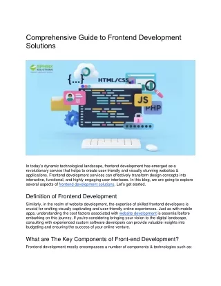 Comprehensive Guide to Frontend Development Solutions