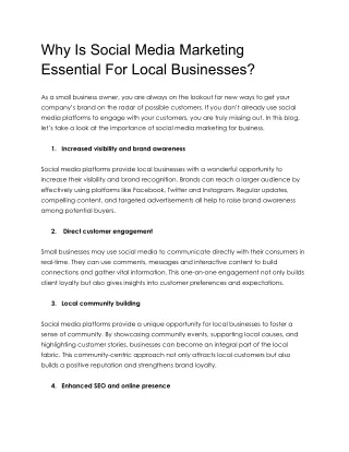 Why Is Social Media Marketing Essential For Local Businesses