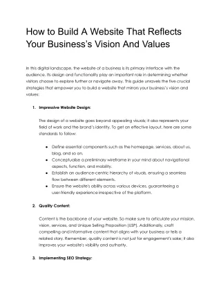 How to Build A Website That Reflects Your Business’s Vision And Values