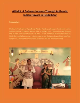 Athidhi: A Culinary Journey Through Authentic  Indian Flavors in Heidelberg