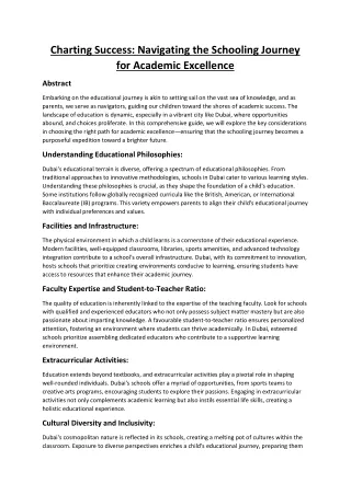 Charting Success: Navigating the Schooling Journey for Academic Excellence