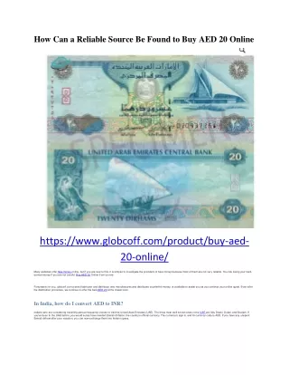How Can a Reliable Source Be Found to Buy AED 20 Online