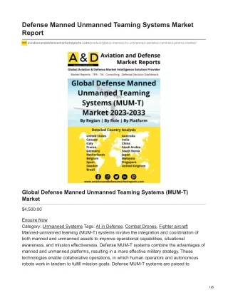Defense Manned Unmanned Teaming Systems Market Report