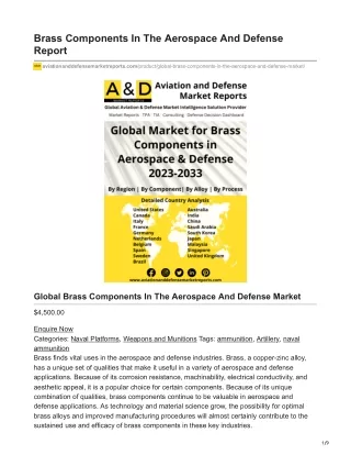 Brass Components In The Aerospace And Defense Report