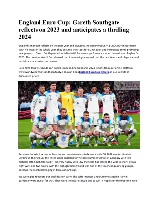 England Euro Cup Gareth Southgate reflects on 2023 and anticipates a thrilling 2024