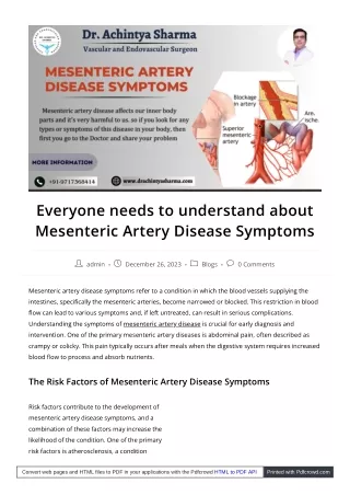 The Mesenteric Artery Disease Symptoms Guide