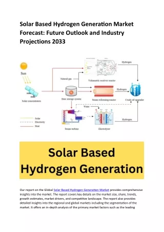 Solar Based Hydrogen Generation Market