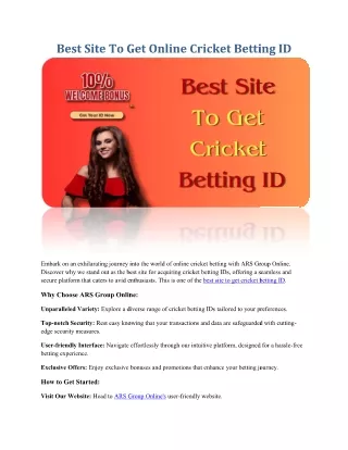 Best Site To get Cricket Betting Id