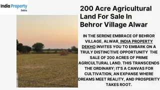 200 Acre Agricultural Land For Sale In Behror Village Alwar