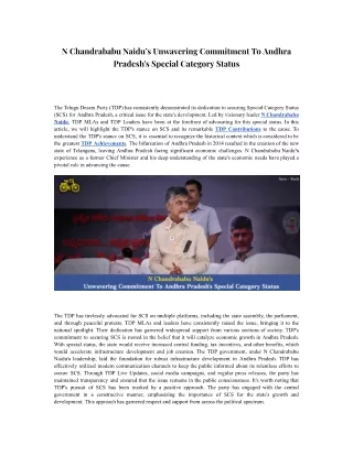 N Chandrababu Naidu Unwavering Commitment To Andhra Pradesh Special Category Sta