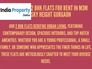 2 BHK Flats For Rent In M3M Sky Height Gurgaon