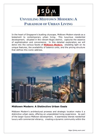 UNVЕILING MIDTOWN MODЕRN A PARADIGM OF URBAN LIVING