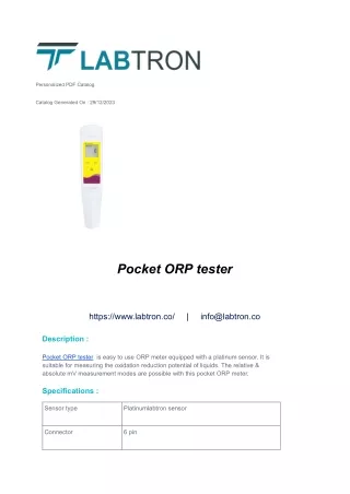 Pocket ORP tester