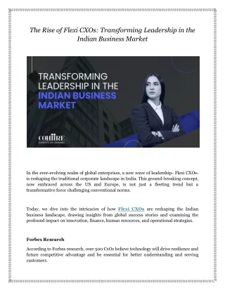 The Rise of Flexi CXOs: Transforming Leadership in the Indian Business Market