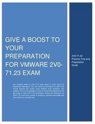Give a Boost to Your Preparation for VMware 2V0-71.23 Exam