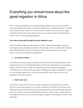 Everything you should know about the great migration in Africa