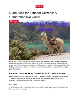 Dubai Visa for Ecuador Citizens_ A Comprehensive Guide