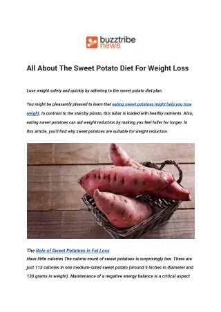 All About The Sweet Potato Diet For Weight Loss