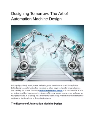 Designing Tomorrow_ The Art of Automation Machine Design