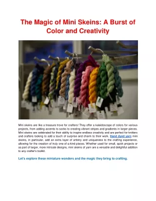 The Magic of Mini Skeins: A Burst of Color and Creativity