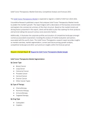 Solid Tumor Therapeutics Market