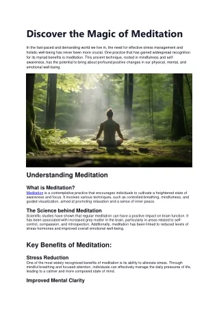 Discover The Magic of Meditation