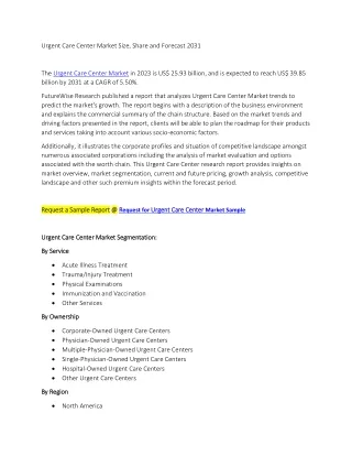 Urgent Care Center Market