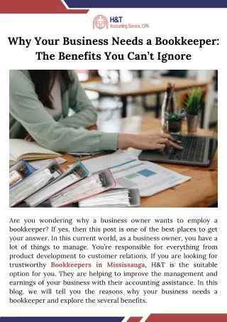 Why Your Business Needs a Bookkeeper The Benefits You Can’t Ignore
