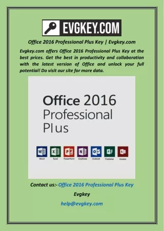 Office 2016 Professional Plus Key  Evgkey