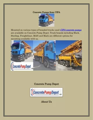 CIFA Concrete Pumps, concretepumpdepot.com