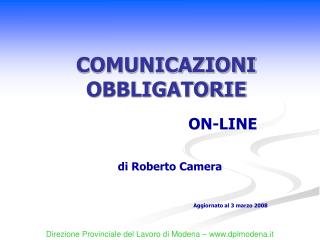 COMUNICAZIONI OBBLIGATORIE