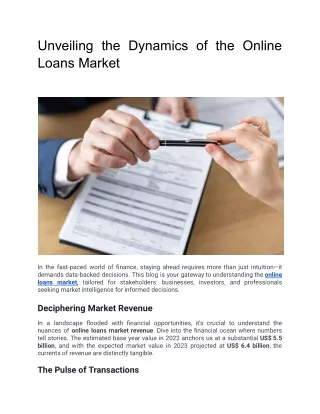 Unveiling the Dynamics of the Online Loans Market