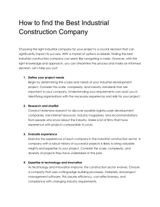 How to find the best industrial construction company