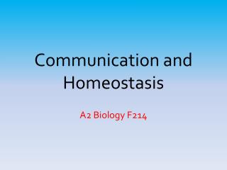 Communication and Homeostasis