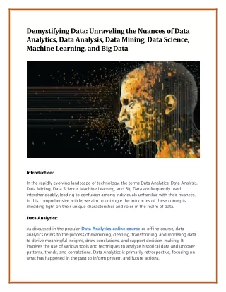 Demystifying Data Unraveling the Nuances of Data Analytics Data Analysis Data Mining Data Science Machine