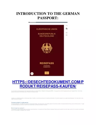 INTRODUCTION TO THE GERMAN PASSPORT