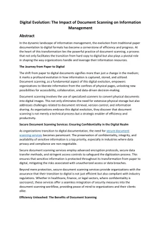 Digital Evolution: The Impact of Document Scanning on Information Management