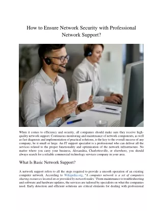 How to Ensure Network Security with Professional Network Support