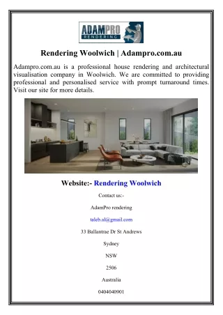 Rendering Woolwich  Adampro.com.au