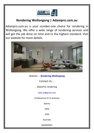 Rendering Wollongong  Adampro.com.au