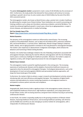 Anticoagulants market Revenue Growth Trends, Company Strategy Analysis