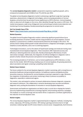 cervical dysplasia diagnostics market Landscape Outlook, Revenue Growth Analysis