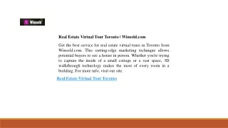 Real Estate Virtual Tour Toronto  Winsold.com