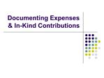 Documenting Expenses In-Kind Contributions