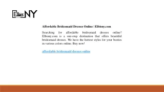 Affordable Bridesmaid Dresses Online  Elbisny.com