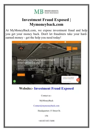 Investment Fraud Exposed  Mymoneyback.com