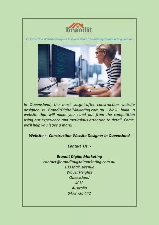 Construction Website Designer In Queensland Branditdigitalmarketing.com.au